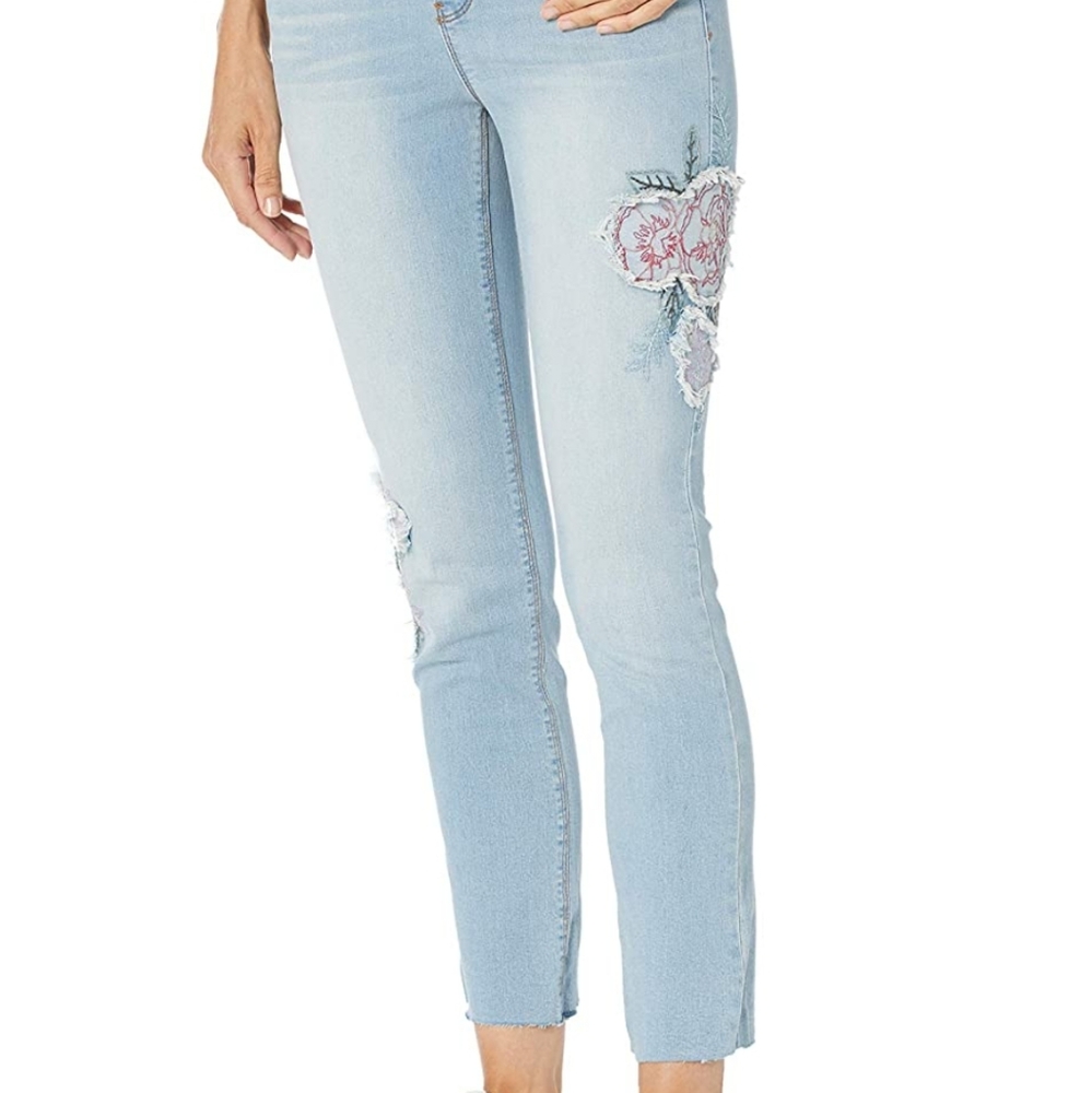 Black Daisy Embroidered Jeans